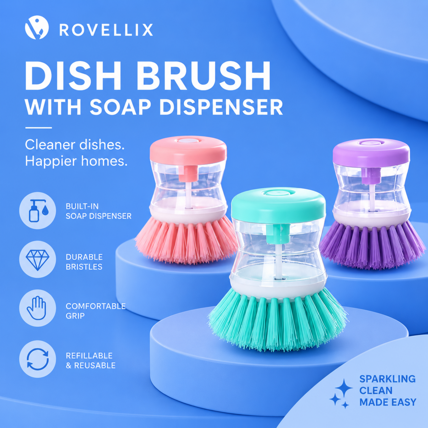 Rovellix Astronaut Dish Brush with Soap Dispenser